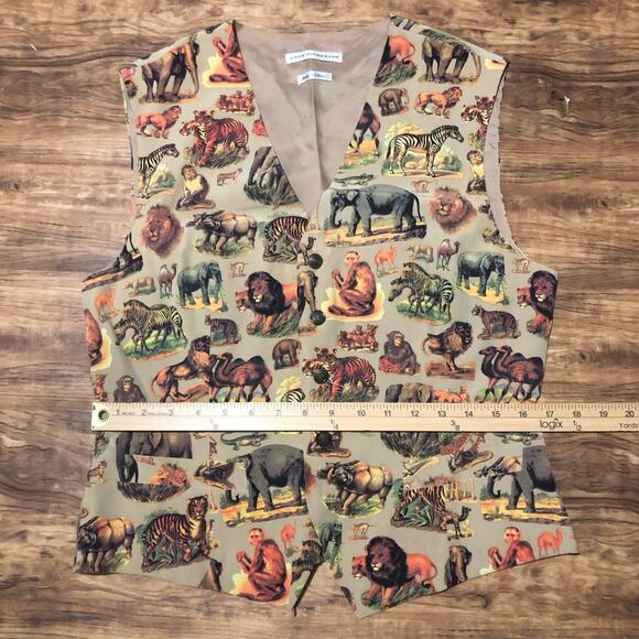 Anne Pinkerton Silk Animal Print Vest | Women’s Size Large - Picture 7 of 8
